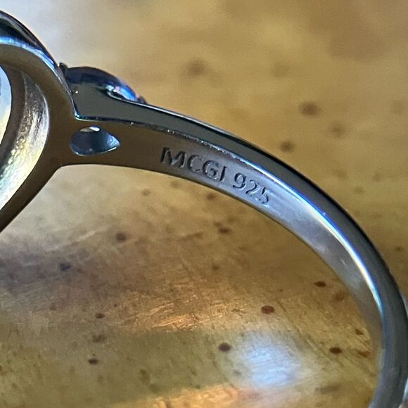 Natural Ethiopian Opal Tanzanite Sterling Silver Ring Size 9 - Picture 6 of 9